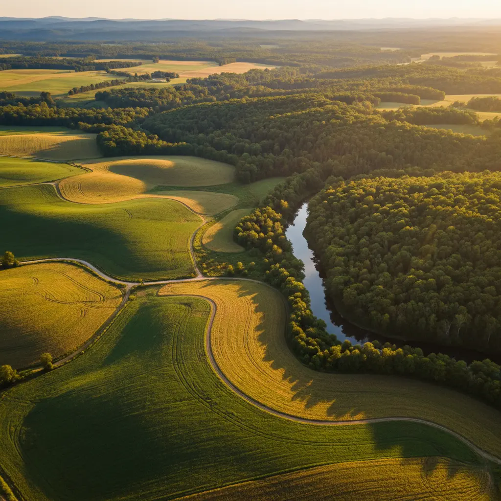 Dramatic golden land at sunset